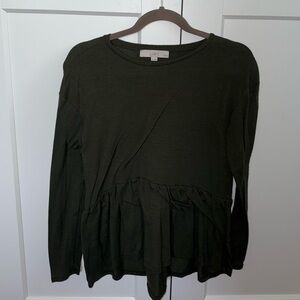 LOFT Dark Green Long Sleeve Top
